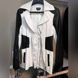 bebe Black and White Leather Jacket NWOT